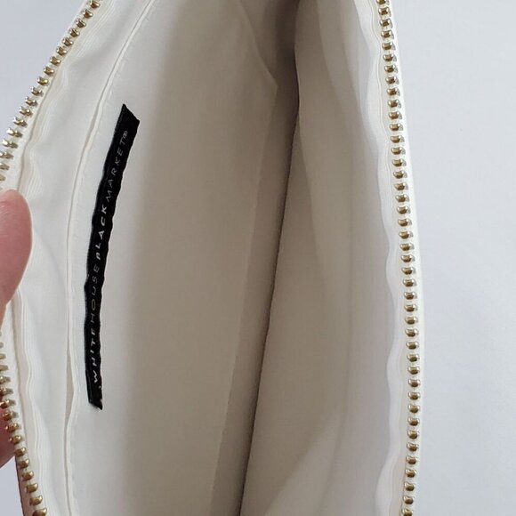 White House Black Market WHBM Floral Studded Wristlet Clutch White Purple Green - Picture 8 of 8